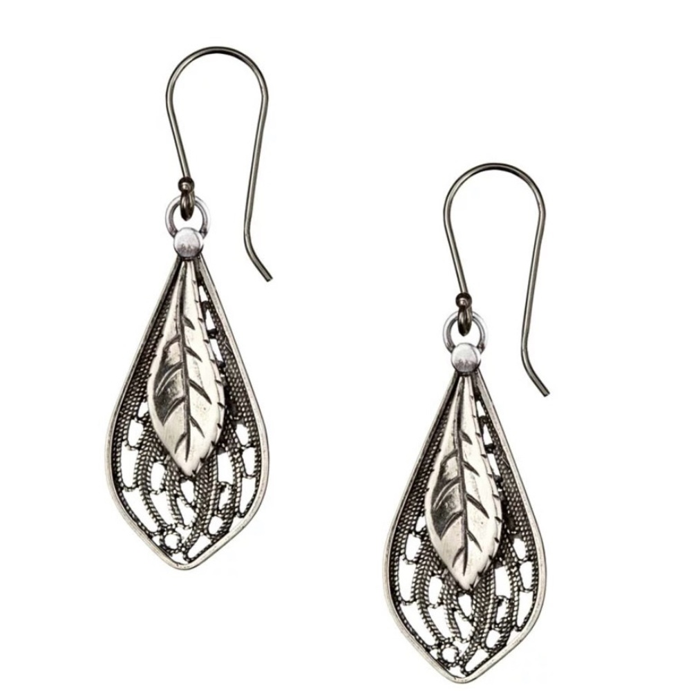 Leaf Dangle Sterling Silver Earrings - image 1
